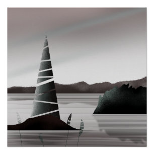 Abstracte Pacifische Kust Minimale Kunst Perfect Poster