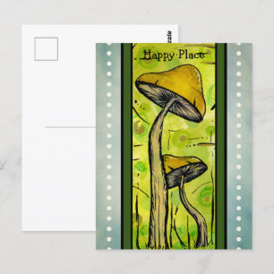 Abstracte paddenstoelen in waterverf.  briefkaart
