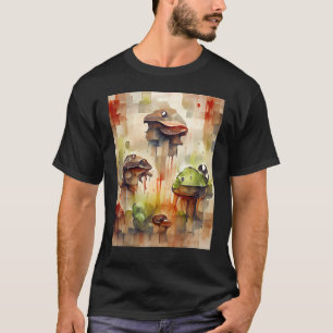 Abstracte paddenstoelen met eierstokken Pixel Imit T-shirt