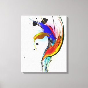 Abstracte Paint Splatter Bird of Paradise Canvas Afdruk