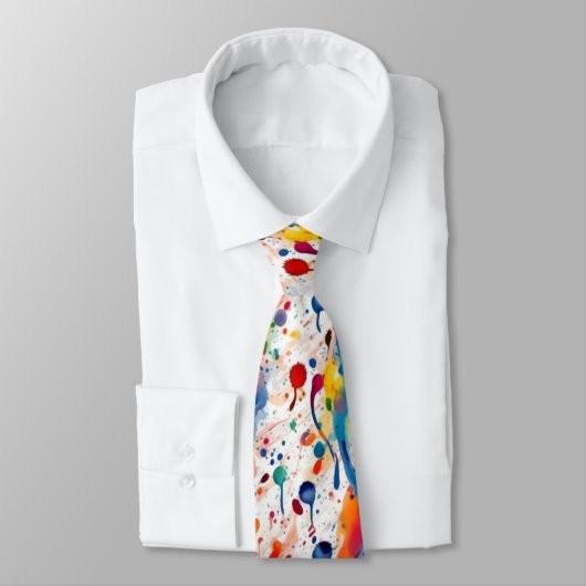 Abstracte Paint Splatter Patroon Kleurrijk Modern Stropdas (Gebonden)