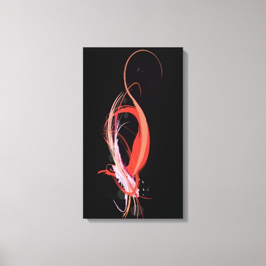 Abstracte Paint Splatter Roze Flamingo op bBlack Canvas Afdruk (Voorkant)