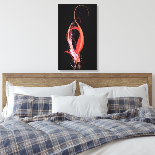 Abstracte Paint Splatter Roze Flamingo op bBlack Canvas Afdruk (Insitu (Slaapkamer))