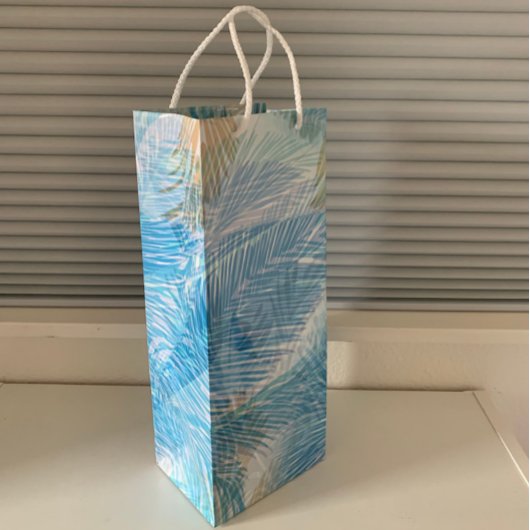 Abstracte palmbladeren botanische flora wijn cadeautas