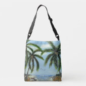Abstracte palmbomen crossbody tas (Achterkant)