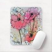 Abstracte papaver in roze Mousepad Muismat (Met muis)