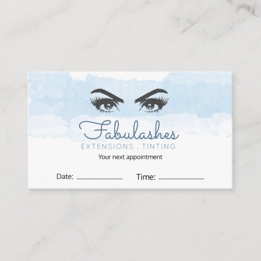 Abstracte papegaap Blauwe Makeup Artiest Eyelash Afsprakenkaartje (Voorkant)