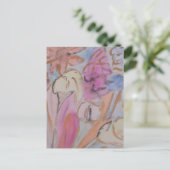 Abstracte pasteelbloemen briefkaart (Staand voorkant)