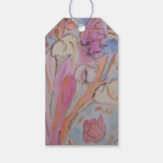 Abstracte pasteelbloemen cadeaulabel (Voorkant)