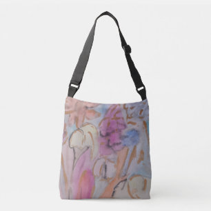 Abstracte pasteelbloemen crossbody tas