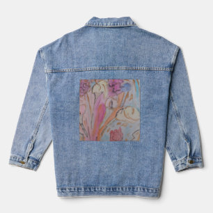 Abstracte pasteelbloemen denim jacket