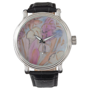 Abstracte pasteelbloemen horloge