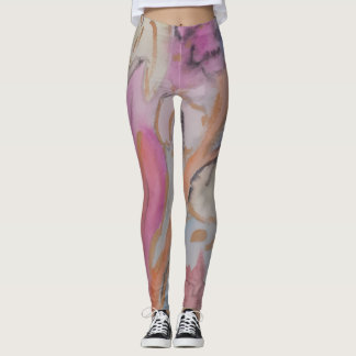 Abstracte pasteelbloemen leggings