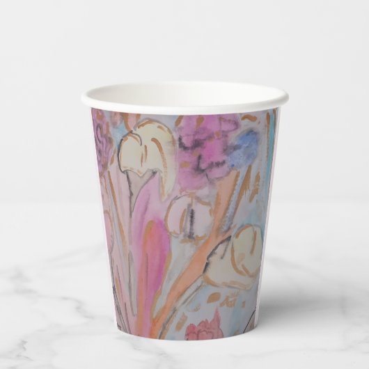 Abstracte pasteelbloemen papieren bekers (Achterkant)