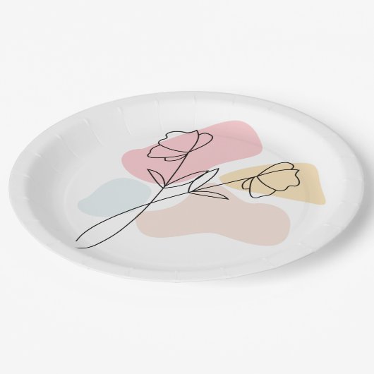 Abstracte pasteelbloemen papieren bordje (Gekanteld)