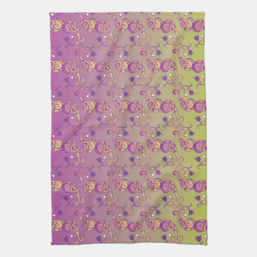 Abstracte pasteelgroen en roze pasteitekoraal theedoek (Verticaal)