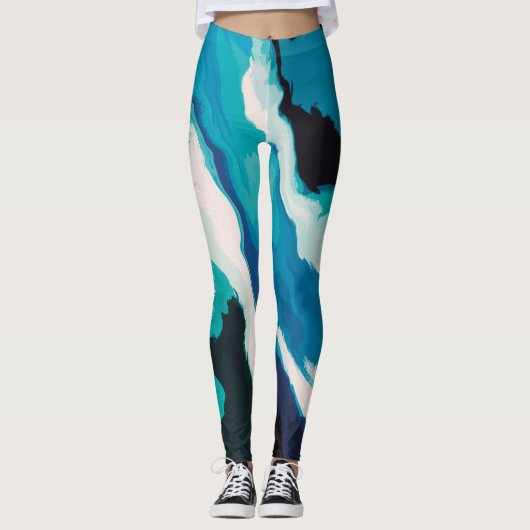 Abstracte pasteelverf Lagoon Edition Leggings (Voorkant)