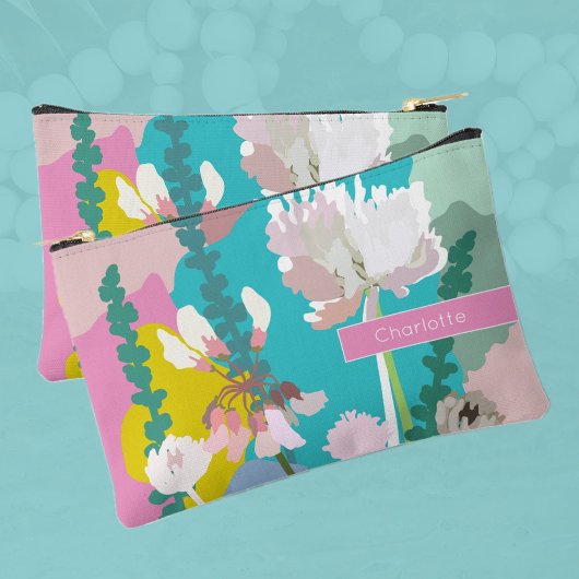 Abstracte Pastel Bloemige Aangepaste Naam Etui