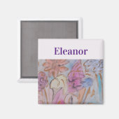 Abstracte pastel bloemige gepersonaliseerde magnee magneet (Voorkant / Achterkant)