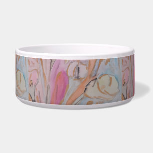Abstracte pastel bloemige keramische huisdier kom