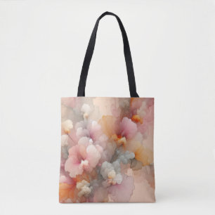 Abstracte Pastel Bloemige Wolken Inkt Landschap Draagtas