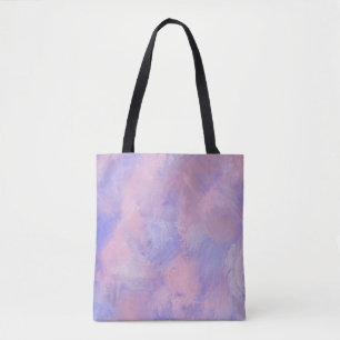 Abstracte pastel Blush roze en blauw Draagtas