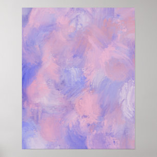 Abstracte pastel Blush roze en blauw Poster