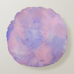 Abstracte pastel Blush roze en blauw Rond Kussen