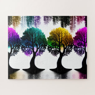 Abstracte pastel gekleurde bomen voor kinderen legpuzzel