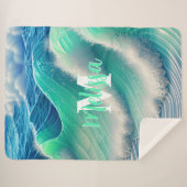 Abstracte pastel oceaangolven Monogrammen Sherpa Deken (Voorkant (horizontaal))