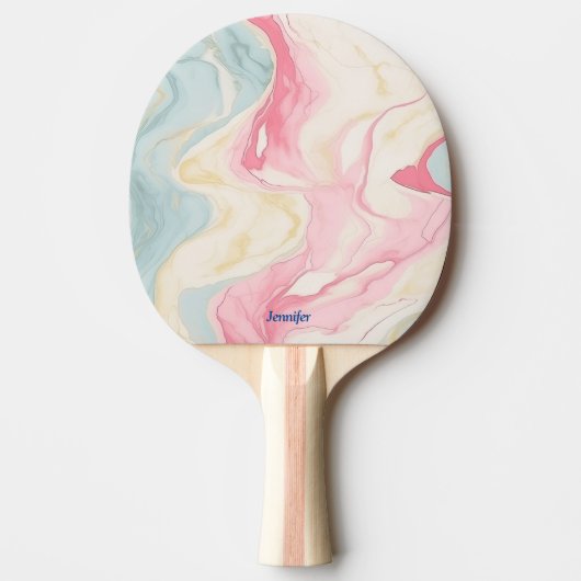 Abstracte Pastel Print Ping Pong Paddle met naam Tafeltennisbatje (Voorkant)