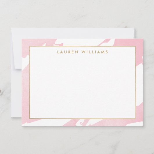 Abstracte pastel roze penseelstreken platte Noteca Notitiekaartje (Voorkant)