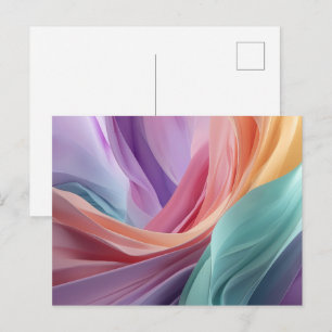 Abstracte Pastel Stof Golven Briefkaart