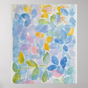 Abstracte pastel Waterverf bladeren Poster