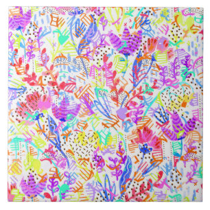 Abstracte pastelbloemen tegeltje