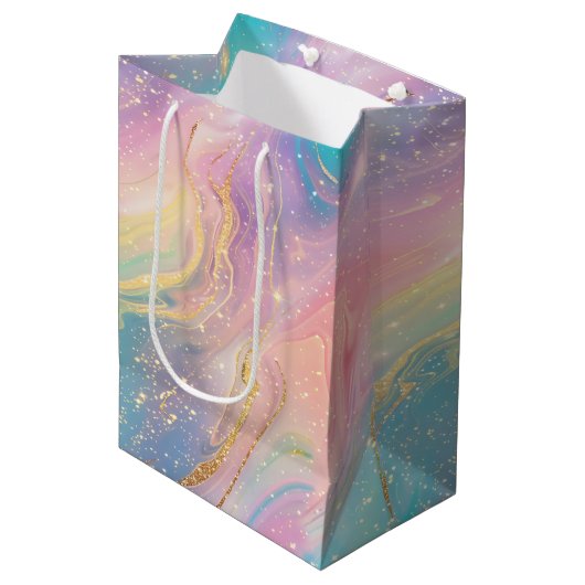 Abstracte pastelglitter naadloos patroon medium cadeauzakje (Voorkant Gekanteld)