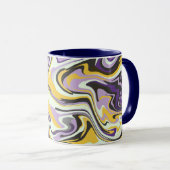 Abstracte pastelwervel met geel en Paarse Mok (Voorkant rechts)