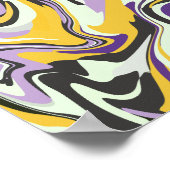 Abstracte pastelwervel met geel en Paarse Poster (Hoek)