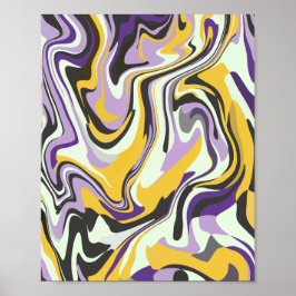 Abstracte pastelwervel met geel en Paarse Poster