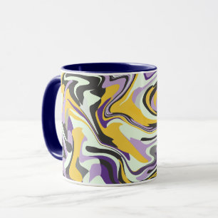 Abstracte pastelwerveling met geel en paars mok