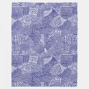 Abstracte patchwerkkaart - White on Deep Navy Blue Fleece Deken