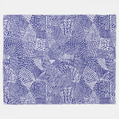 Abstracte patchwerkkaart - White on Deep Navy Blue Fleece Deken (Voorkant (Horizontaal))