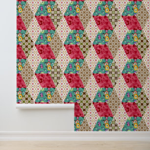 Abstracte patchwork quilt ret behang