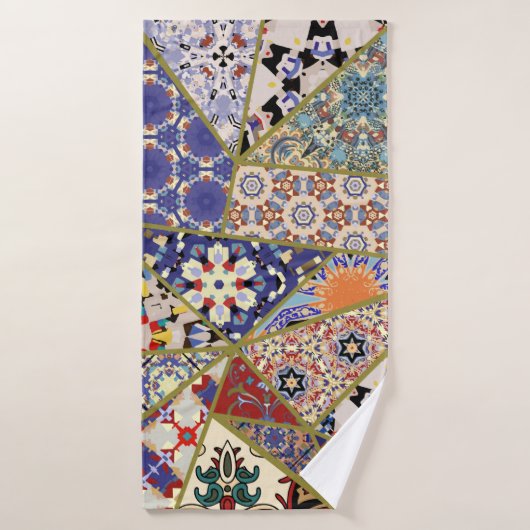Abstracte patchwork van de spaanse tegel , badhanddoek (Badhanddoek)