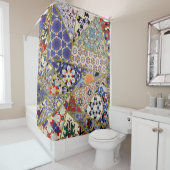 Abstracte patchwork van de spaanse tegel , douchegordijn (In situ)