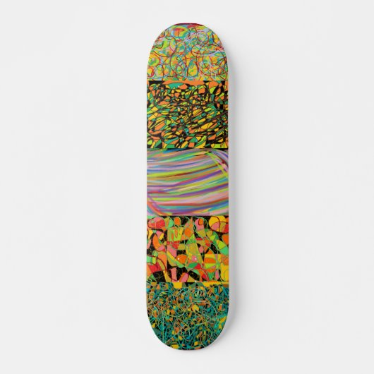 abstracte patchworkretro skateboard (Voorkant)
