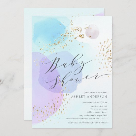 Abstracte patelcirkels Baby shower uitnodiging (Voorkant / Achterkant)