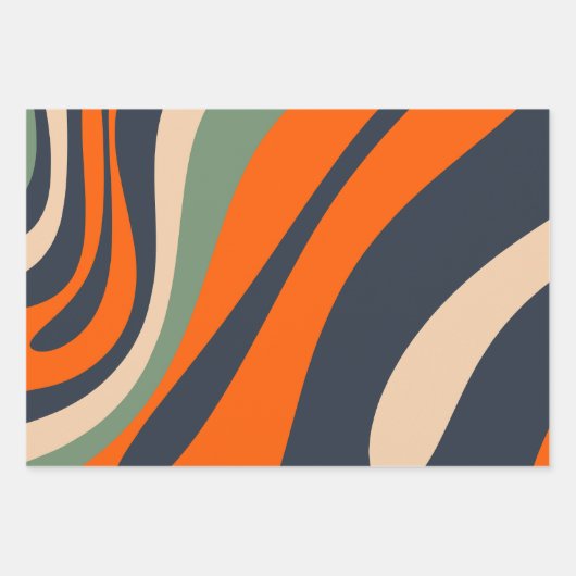 Abstracte patronen met lijnen en cirkels Retro Inpakpapier Vel (Voorkant)
