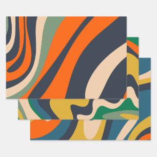 Abstracte patronen met lijnen en cirkels Retro Inpakpapier Vel