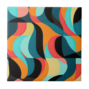 Abstracte Patroon Kleurrijke RETRO Mid Century Mod Tegeltje